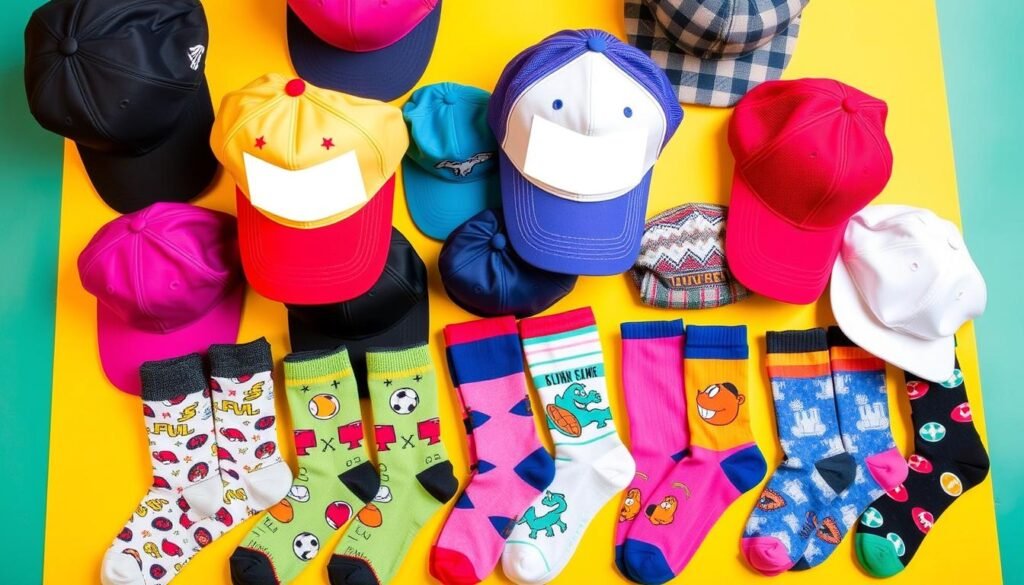 Hats and socks available for customization