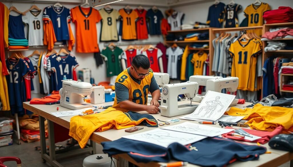 crafting custom football uniforms